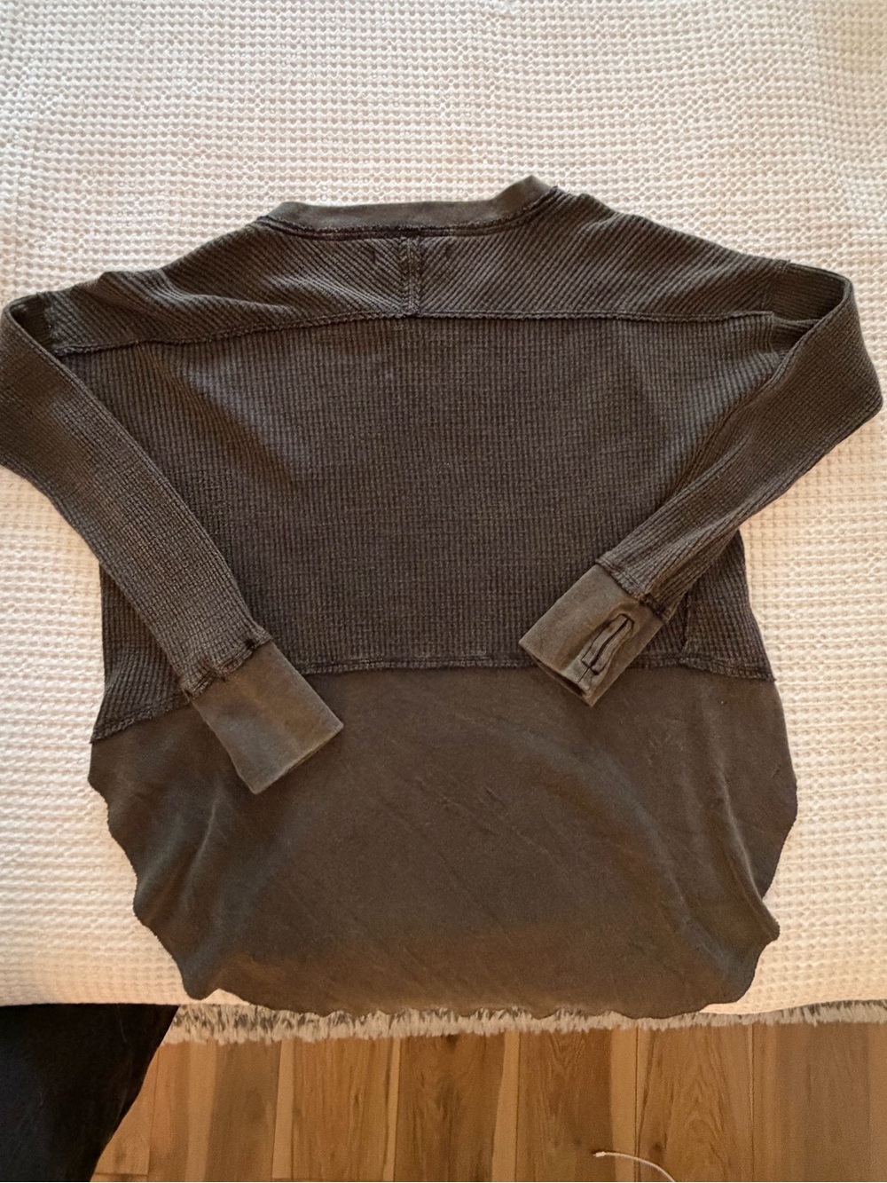 We The Free Olive Ribbed Thermal Oversized Shirt - Picture 4 of 5